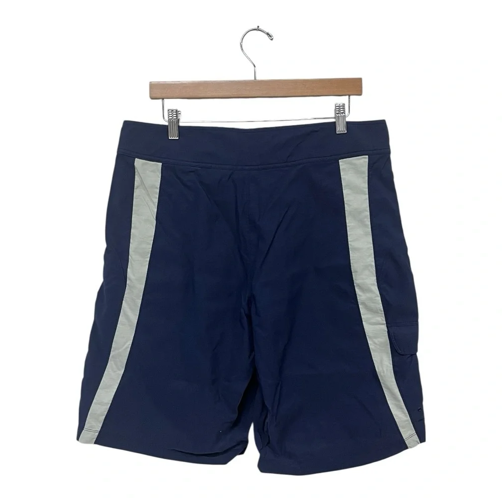 VTG Nike Board‎ Shorts Mens 36 Blue White Striped Trunks Pockets
